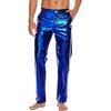 Men Pants Mid-rise Button Zipper Fly Shiny Casual Trousers with Reinforced Pockets Solid Color Glossy Club Pants