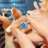 Women's 3Ct Synthetic Blue Sapphire Open Ring Light Luxury Spinel High Carbon Diamond Unique Daily Jewelry