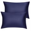 Uxcell Satin Cool To the Pillow Case with Set of Odor Pillowcase, Touch, Zipper, 2, Double-Sided Pillowcase, Plain, Resistant, Navy, 5065cm