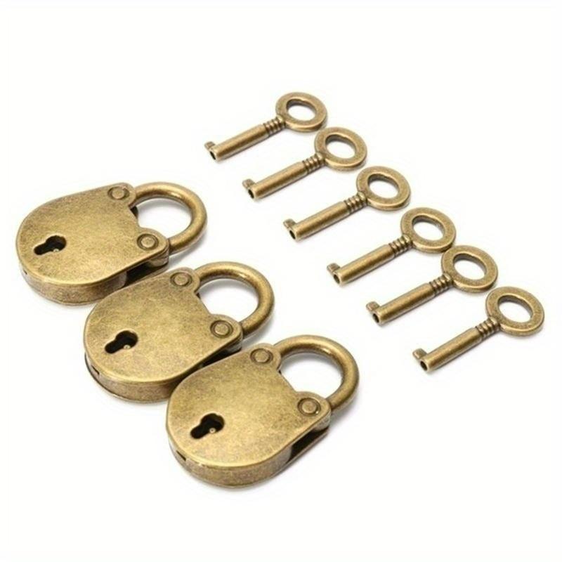 Креативный мини-кодовый замок с винтажным ключом, отделкой из античной меди, идеально подходит для шкатулок для драгоценностей, подарочных коробок и обложек для дневников