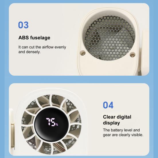 Clip-on Mini Fan 360 Degrees Rotating LED Display Speed Adjustable Desk Fan USB