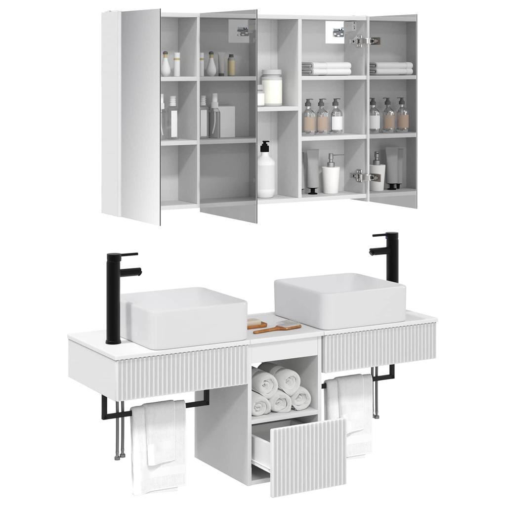 Bathroom Cabinet Set 4 pcs White 103.5 x 15.5 x 70 cm