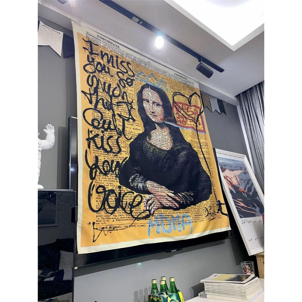 Mona Lisa Graffiti Tapestry Bohemian Beach
