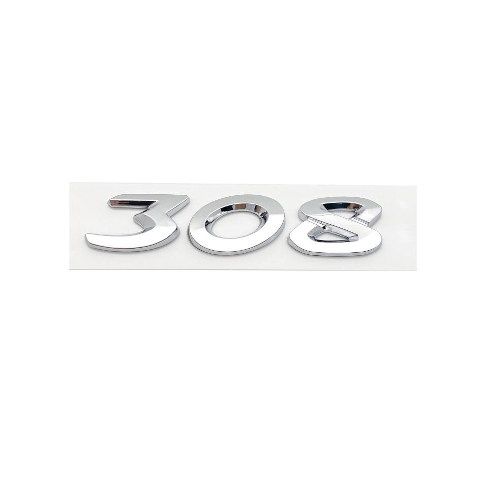 For Peugeot 206 207 208 301 308 307 408 508 3D Chrome Black Letters Badges ABS Car Fender Rear Trunk Sticker Accessories