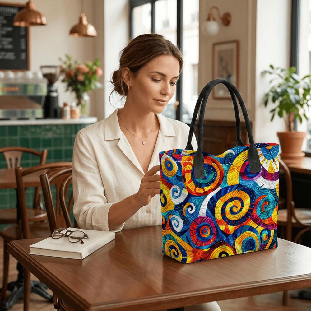 Colorful Spiral Pattern Tote Bag Casual Daily Large Capacity Shoulder Handbag