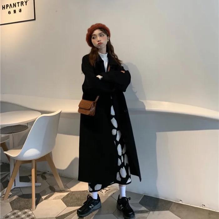 2023 Women's Korean Wool Coat: Mid-Length, Loose, Versatile, Trendy for Autumn and Winter.