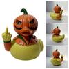 Pumpkin Head Duck Figurine Halloween Duck Decoration Resin Flip-off Duck Tabletop Ornament for Mantel Home Parties Centerpiece