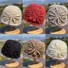 Artistic Hollow Toe Cap Lace Flower Basin Hat Fashionable Knitted Woolen Hat  Women
