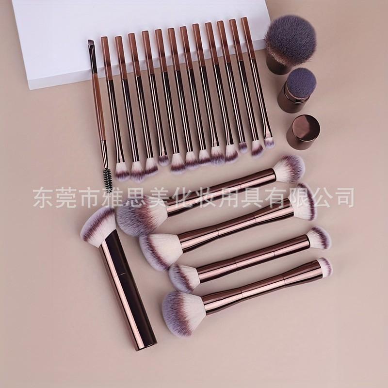 20Pcs Professional Face Makeup Brush Set Retractable Foundation Dual-Ended Powder Blush