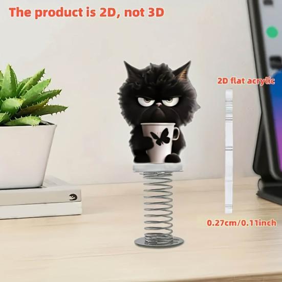 2D Acrylic Cat Bobblehead Bouncing Cat Decoration Cartoon Cat Ornament