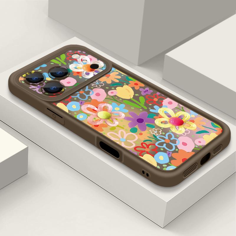 Чехол для телефона с мультяшными цветами для iPhone 17 Pro Max Air 16 15 Pro Max 14 13 12 Pro Max 11 Прозрачная мягкая задняя крышка из ТПУ