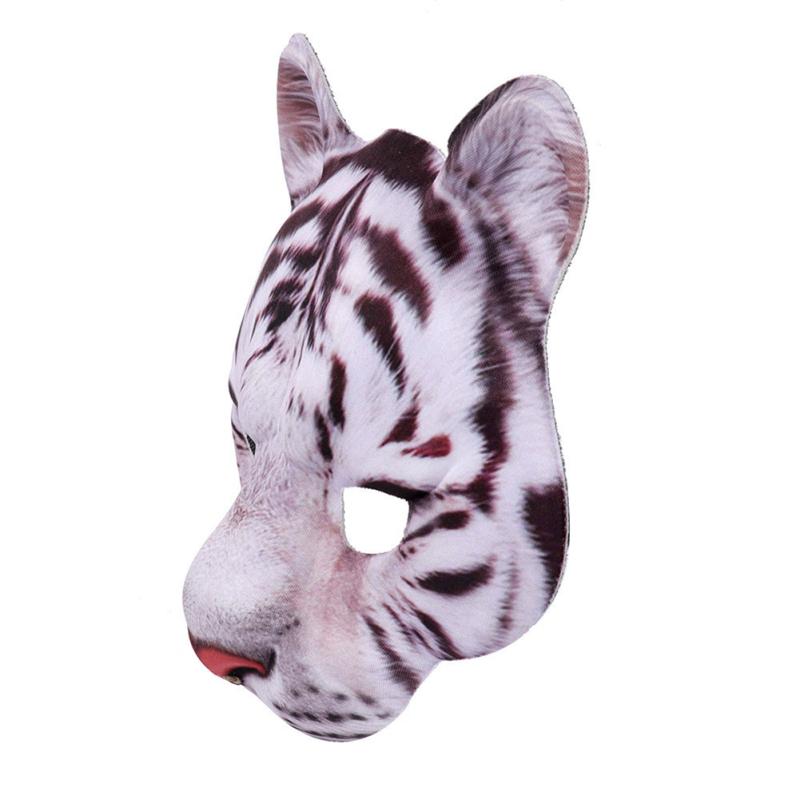 Halloween Tiger Half Face Mask Realistic Animal Facial Mask For Cosplay Masquerade Party Festival