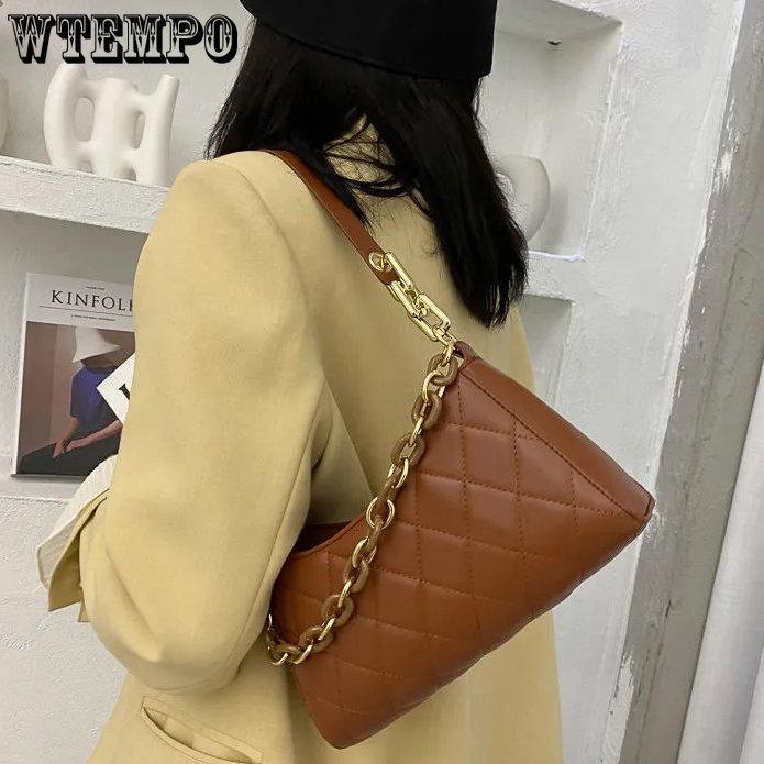 Women's Chain Underarm Bag Solid Spring and Summer Versatile Shoulder Bag Ladies Portable Large-capacity Leisure Bag