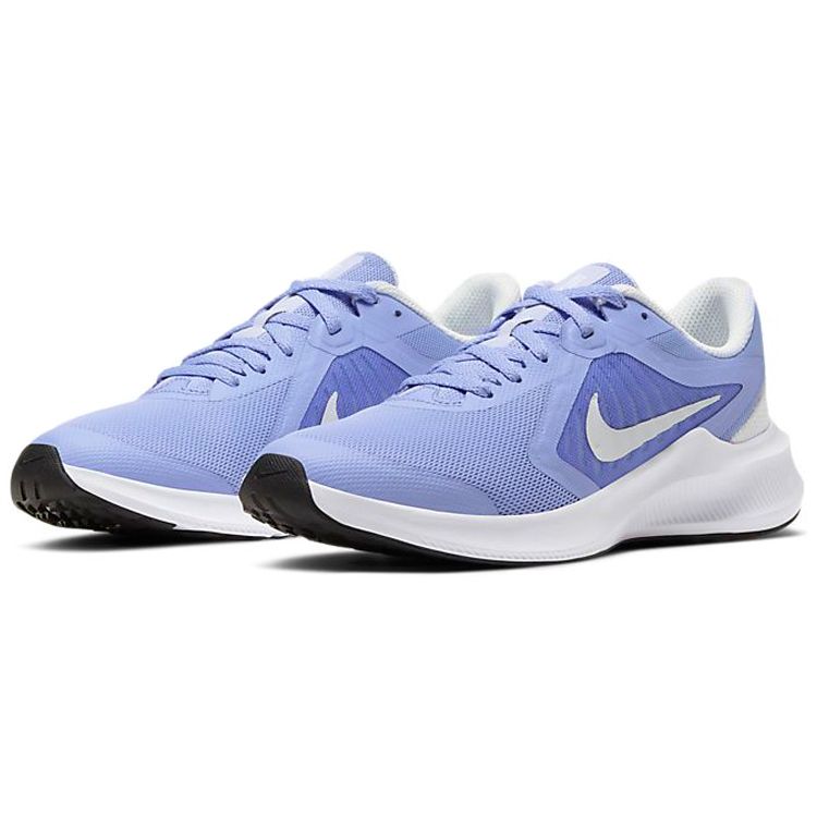 Nike Downshifter 10 Удобная амортизация Нескользящие Износостойкие Дышащие Низкие Кроссовки для бега Детские кроссовки Синий Белый CJ2066-500