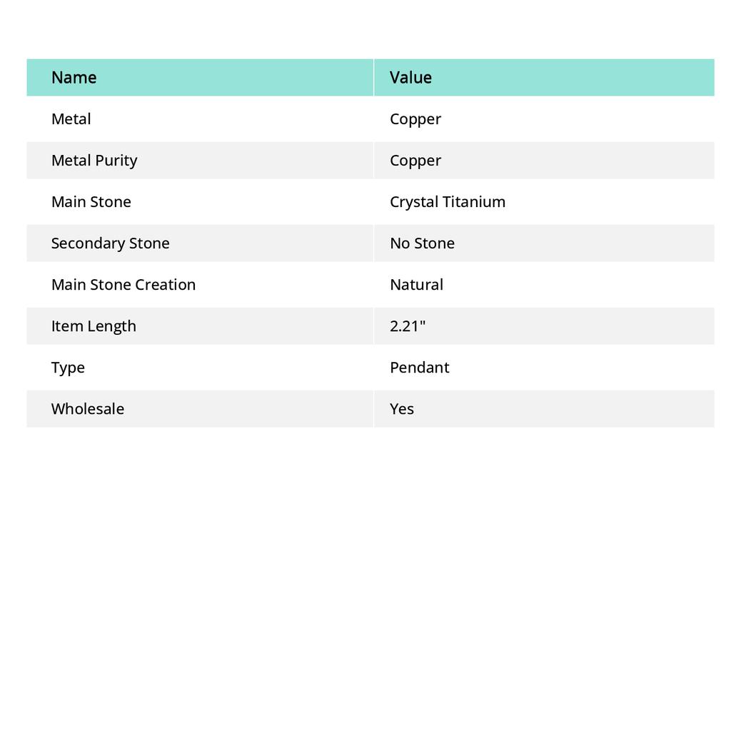 Crystal Titanium Gemstone Copper Jewelry Pendant 2.21"