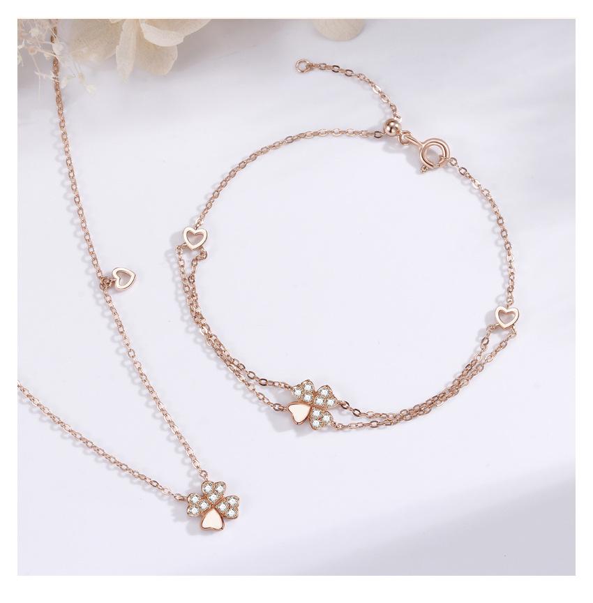 S925 Sterling Silver Double-Layer Four-Leaf Clover Bracelet - Luxurious Ins Style Women's Accessory