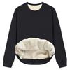 O-Neck Long Sleeve Casual Pullover Sweatshirt Fleece Lined Solid Color Women Sweatshirt Jumper Outerwear
