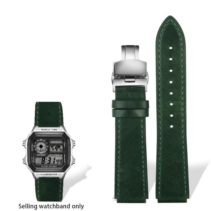 Ремешок из натуральной кожи в стиле ретро для Casio A158W A168/F91w/AE-1200WHD/A158/A159/A169/AE1200, винтажный ремешок-браслет для часов