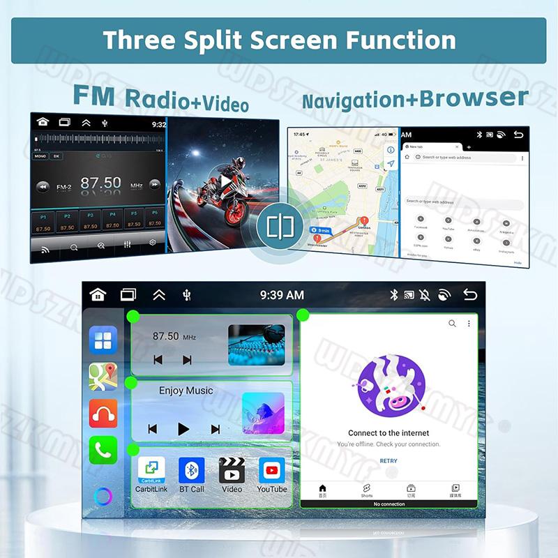 Universal 7"/9"/10" Android 13 Car Radio GPS Autoradio Carplay 2+32G Double Din WIFI FM AM Car Audio Receiver Multimedia Player