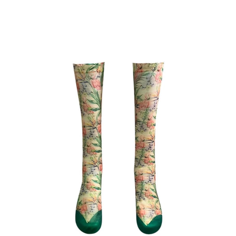 Romantic tiger Flamingo crew stockings