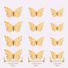 12 шт./комплект 3D металлическая золотая полая стена с бабочками с 3D имитацией бабочки наклейки для дома украсят вечеринку, свадьбу макет
