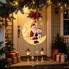 Decorative Iron Lamp Christmas Santa Moon Hanging Lamp, LED Lighted Ornament, Claus Decor Glowing Atmosphere Light for Wall Window Porch Creative