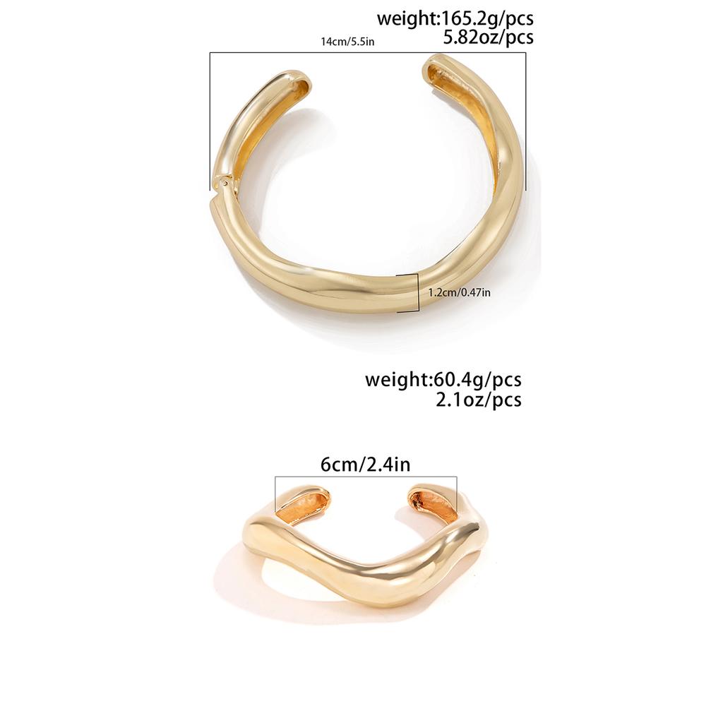 Ingemark Exaggerated Heavy Metal Wave Open Torques Choker Necklace for Women Goth Irregular Chain Grunge Jewelry Steampunk Men