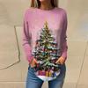 Tee Shirts For Women Casual Round Neck Long Sleeve Shirts Christmas Printing Top Pullover