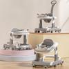 4 In 1 Baby Walker with Push Handle Dining Plate Steering Toy Brake Music One Click Folding Baby Push Walker 4 Speed Adjustable