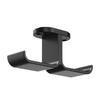 Multipurpose Headphone Holder with Double Hook, Elegant Metal Organiser Rack Under Desk Hanger for Headphones Black