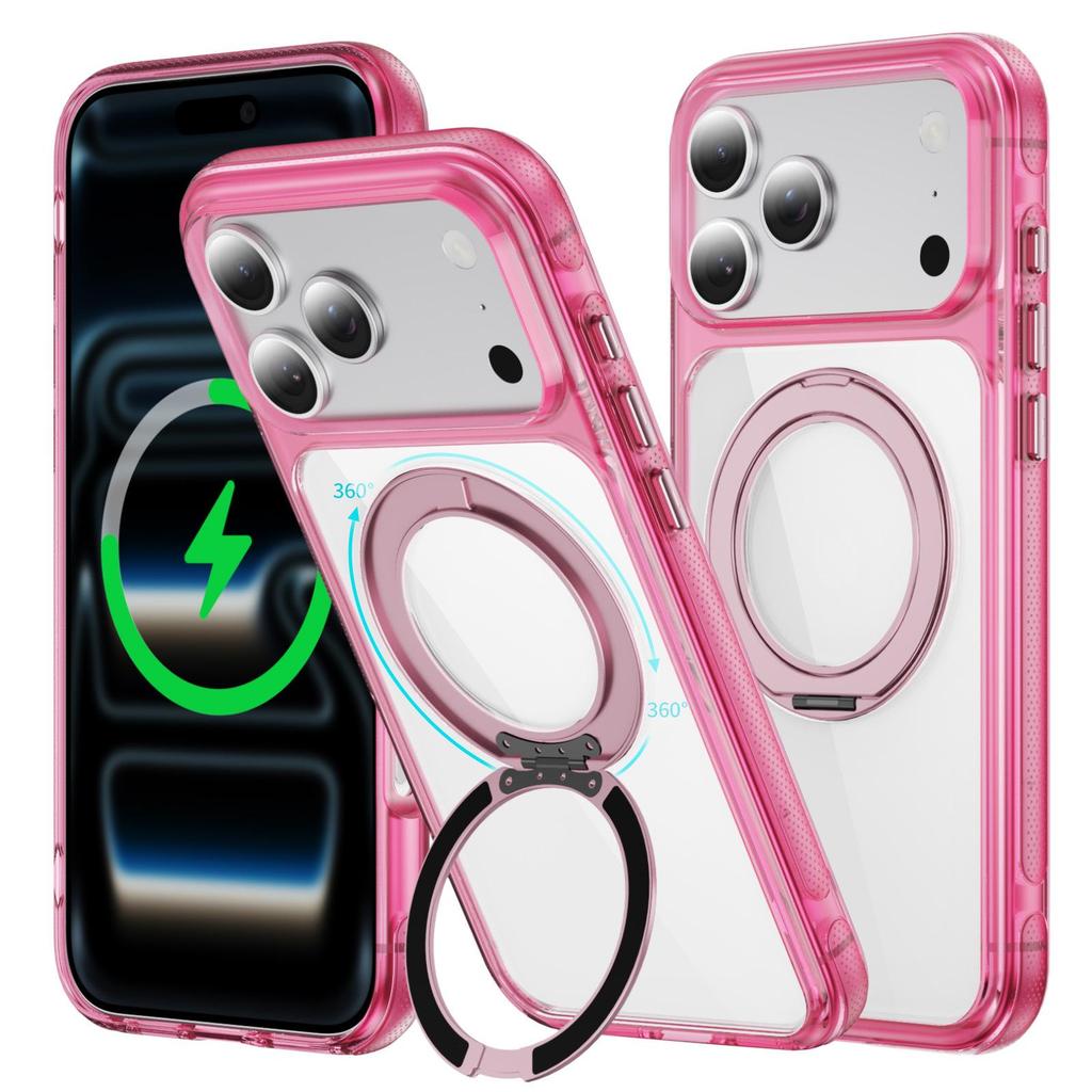 Защитный чехол с магнитной подставкой для iPhone 17 Pro Max - Совместим с Apple 16/15, ударопрочный, 14 прозрачный, 13