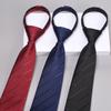 Tie Men'S Zipper Knot-Free Classic Blue Black Burgundy Solid Color Striped Suit Dress Collar