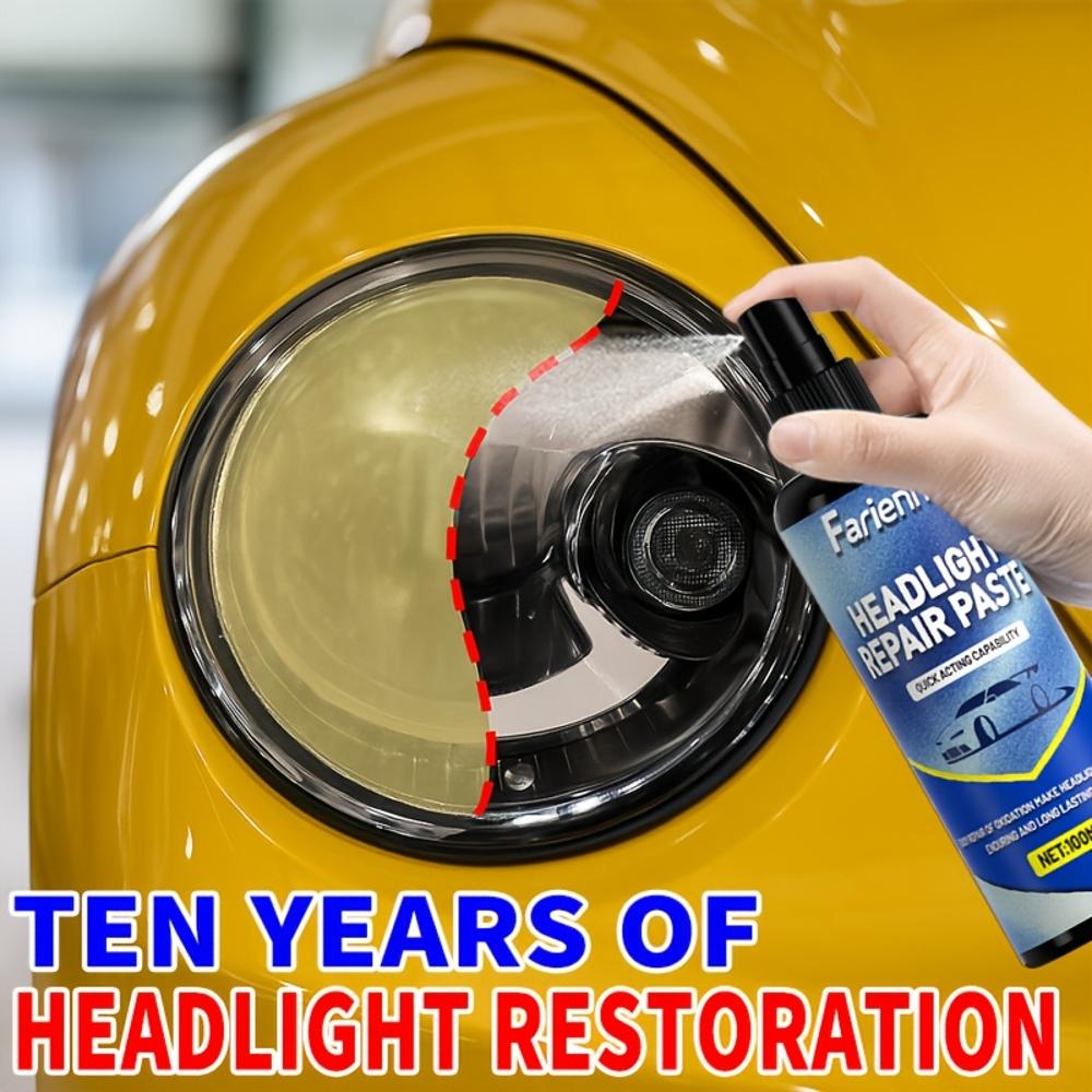 Профессиональный спрей для восстановления фар автомобиля, простой в использовании набор для обслуживания фар, который восстанавливает окисленные, пожелтевшие и помутневшие фары.