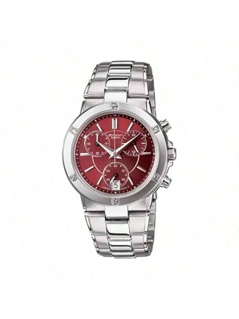 Casio Ремешок из нержавеющей стали, Красный циферблат, Женские кварцевые часы SHN-5005D-4ADS