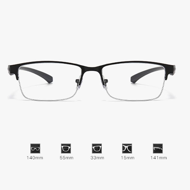 Men's Business Half-frame Myopia Glasses Eyebrow Glasses Frame Anti-blue Light Flat-light Glasses Trendy Glasses 808