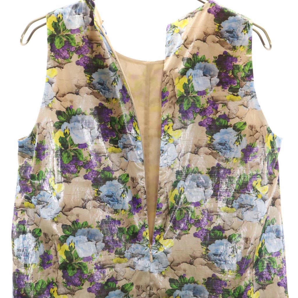 MSGM Сделано в Италии Цветочный Без рукавов Мини-платье 42 Бежево-коричневый Женский Б/У