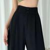 Women's High-Waist Black Wide-Leg Summer Pants, 2024 Slim Fit with Mopping Drape