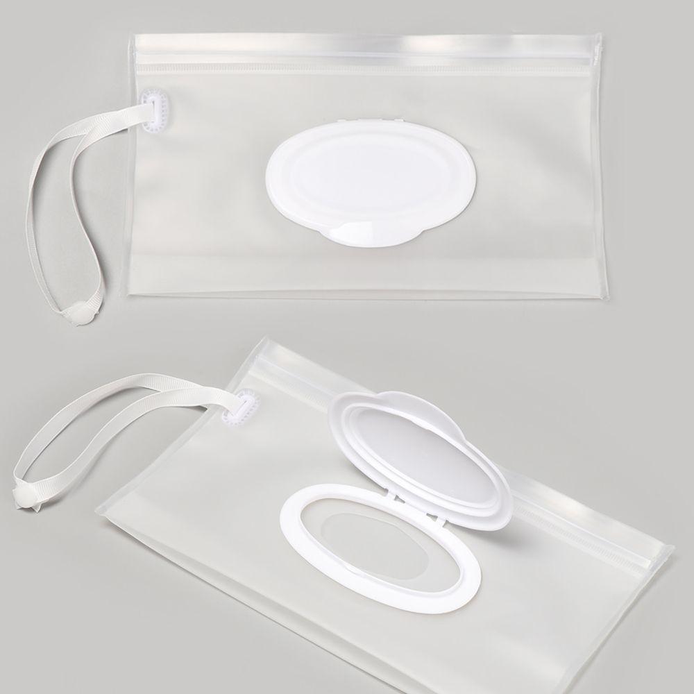 Reusable Snap Strap Clamshell Box Napkin Storage Pouch Mask Case Wet Wipes Bag Cosmetic Container