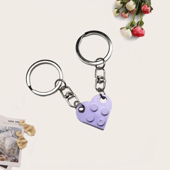1 Pair Detachable Heart Pendant Keychain Matching Brick Key Ring Couple Lover Key Chain Valentine Day Gift