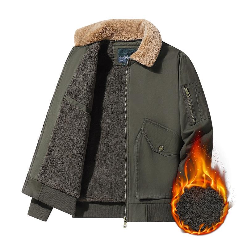 New Autumn and Winter Velvet Thickened Cotton Coat Men's Jacket Men's Baseball Military Flight Suit Outdoor Work Jacket