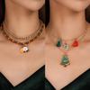 Elegant Beaded Santa & Christmas Tree Tassel Necklace Set