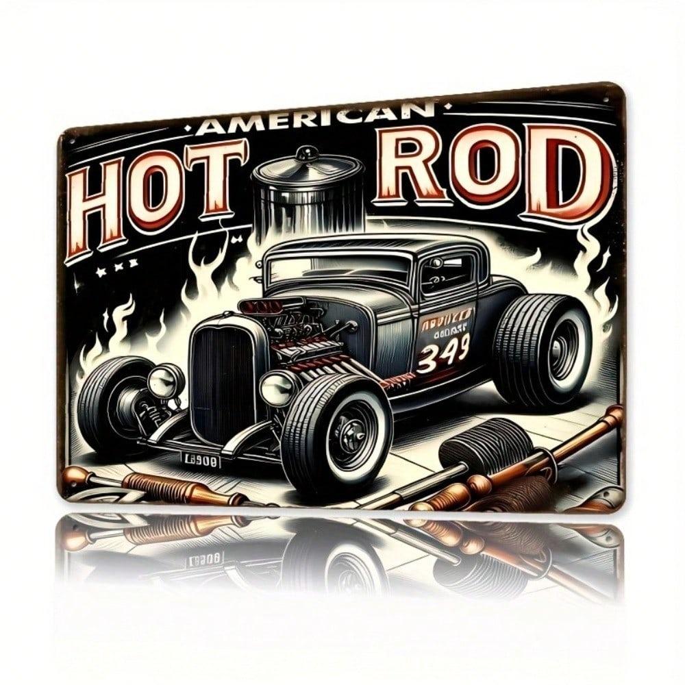 Ретро Хо hot rod Жестяная табличка Винтажный Американский Автомобиль Мотоцикл Настенное Искусство Декор для Гаража 8x12 Дюймов
