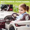 Kids Car, Rechargeable Battery, 3-5 km/h, with Remote Control, Multimedia Player, White