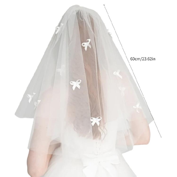 Elegant Bowknot Tulle Veil For Weddings Short Bridal Headwear With Comb Bride Accessory For Special Occasion