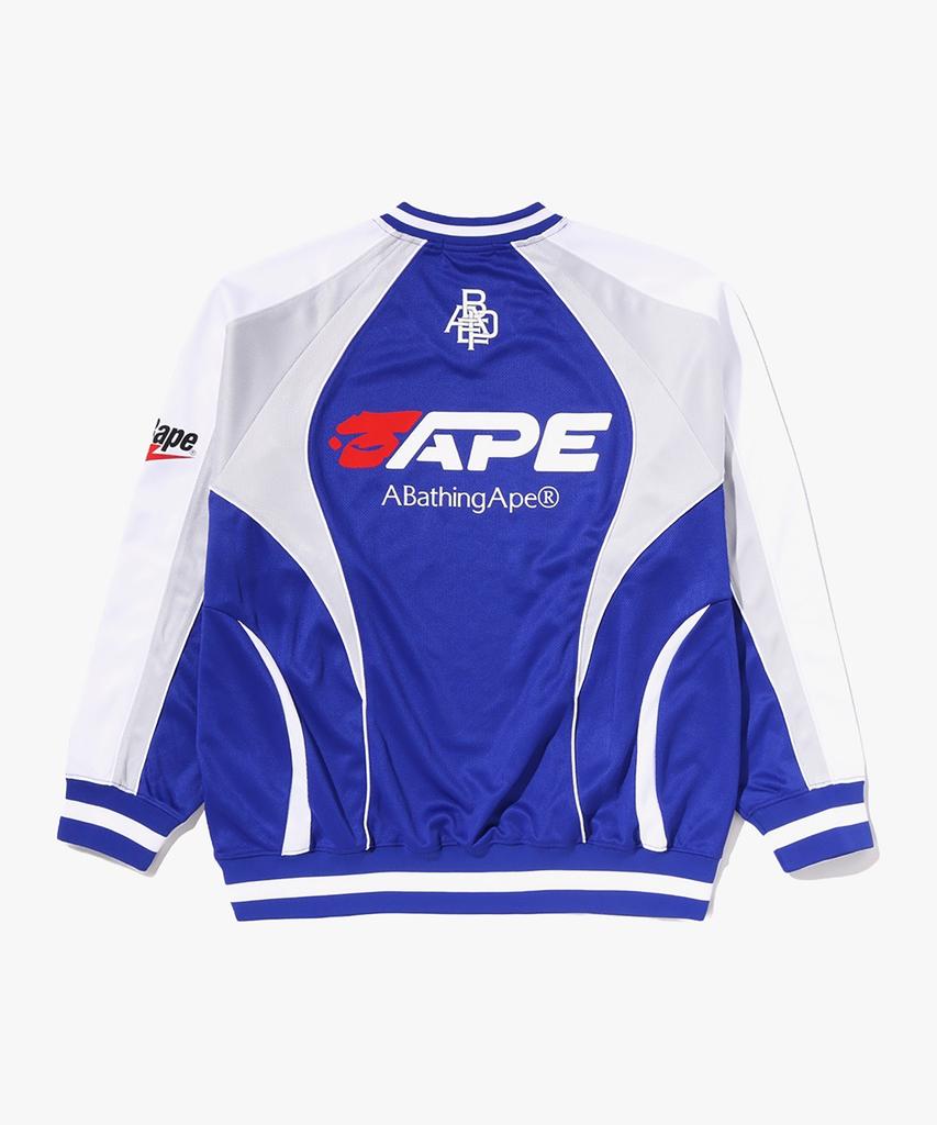 BAPE Soccer Logo Warm-Up Relaxed Fit Long Sleeve T-Shirt (M) Blue