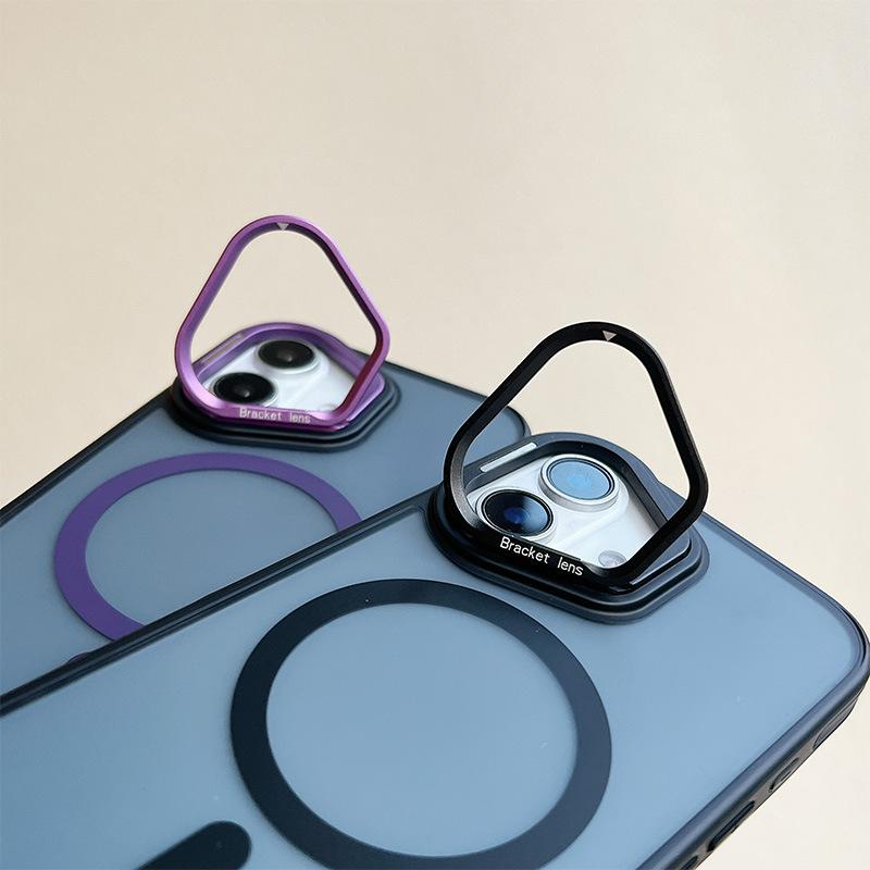 For Apple 16/15/14pm Phone Case Magnetic Metal Lens Frame Bracket Skin Feel for IPhone 17 Phone Case