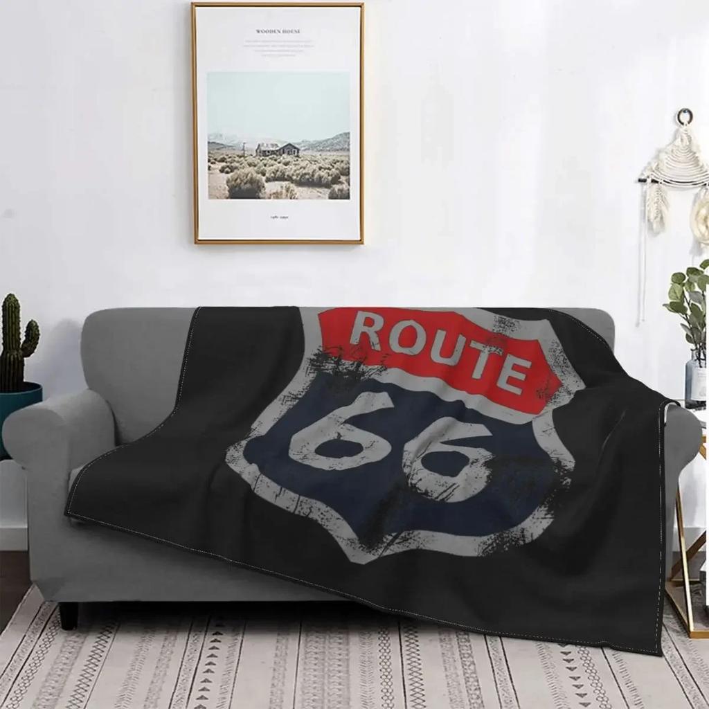 Soft Flannel Throw Blanket Retro Car Motel Route Warm Cozy Plush All Season Bed Living Room Bedroom Cover