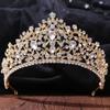 DIEZI New Baroque Korean Gold Color Crown Hair Accessories Luxury Crystal Tiara For Women Wedding Headdress Bridal Hair Zircon