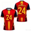 Унисекс Футболка для тренировок в стиле Испании №19 Градиент Красный Синий Принт Повседневный Спортивный Топ для Футбольных Фанатов на Открытом Воздухе