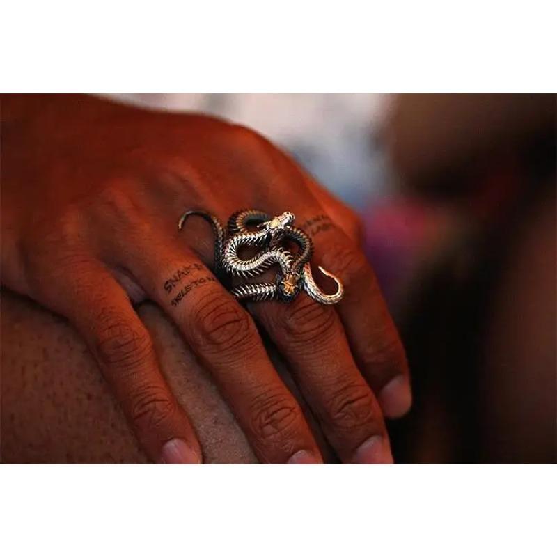 Creative and Unique Retro Punk Style Snake Ring Exaggerated Men Jewelry Domineering Hip-hop Animal Men Ring African Jewelry